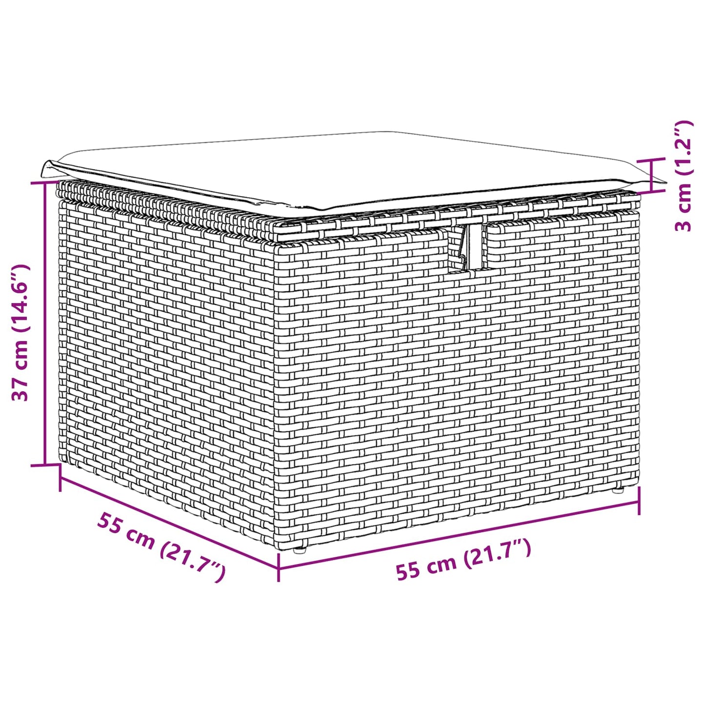 Sofa Set mit Kissen mit Speicher Hellgrau Poly-Rattan