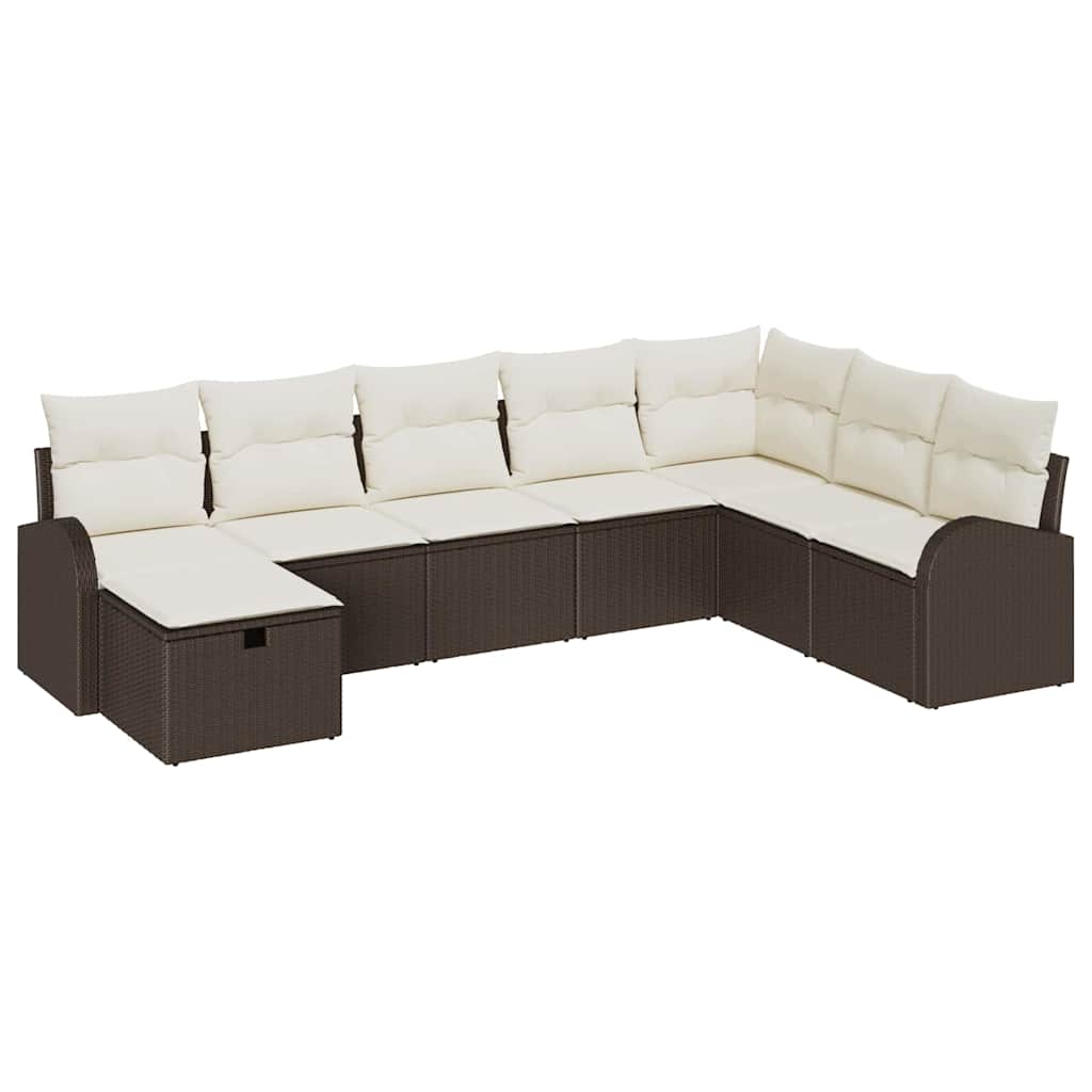 Sofa Set mit Kissen mit Speicher Braun und Creme Poly-Rattan