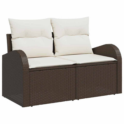 Sofa Set mit Kissen mit Speicher Braun und Creme Poly-Rattan