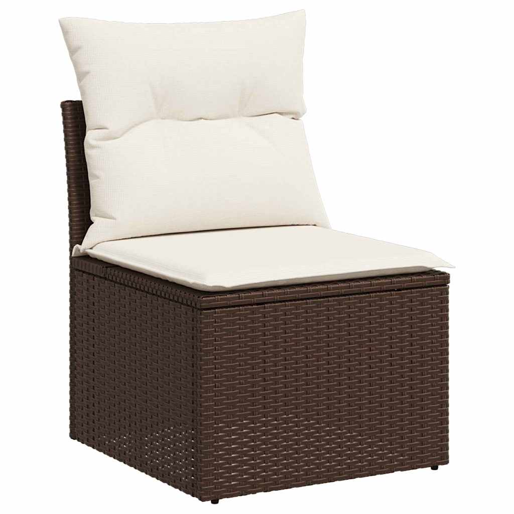 Sofa Set mit Kissen mit Speicher Braun und Creme Poly-Rattan