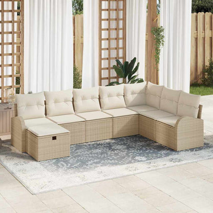 Sofa Set mit Kissen mit Speicher Beige und Creme Poly-Rattan