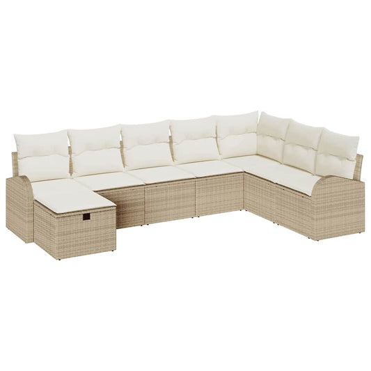 Sofa Set mit Kissen mit Speicher Beige und Creme Poly-Rattan