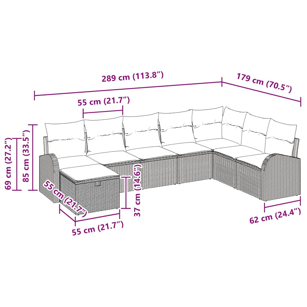 Sofa Set mit Kissen mit Speicher Beige und Creme Poly-Rattan