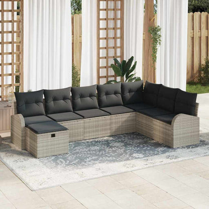 Sofa Set mit Kissen mit Speicher Hellgrau Poly-Rattan
