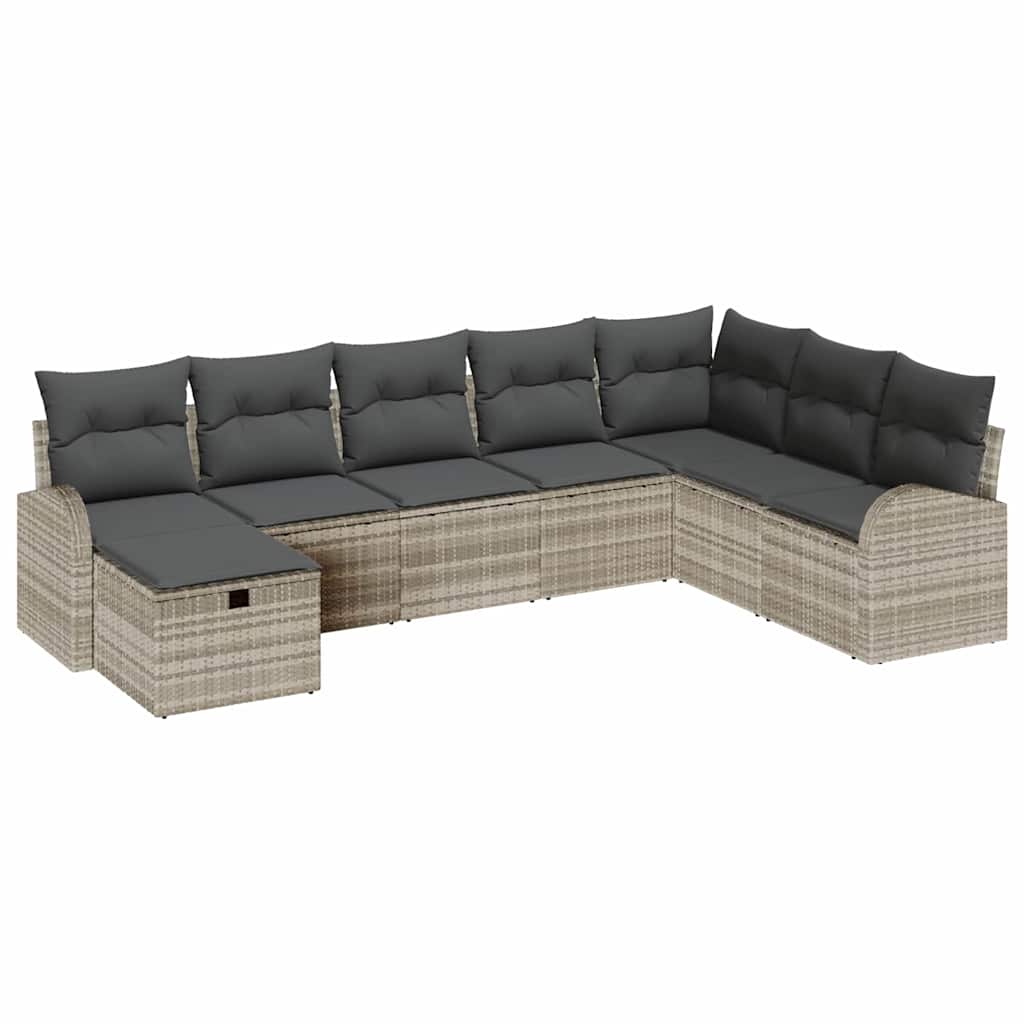 Sofa Set mit Kissen mit Speicher Hellgrau Poly-Rattan