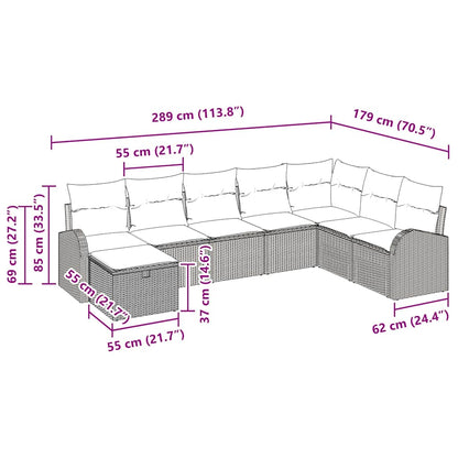 Sofa Set mit Kissen mit Speicher Hellgrau Poly-Rattan