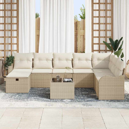Sofa Set mit Kissen mit Speicher Beige und Creme Poly-Rattan