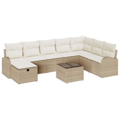 Sofa Set mit Kissen mit Speicher Beige und Creme Poly-Rattan