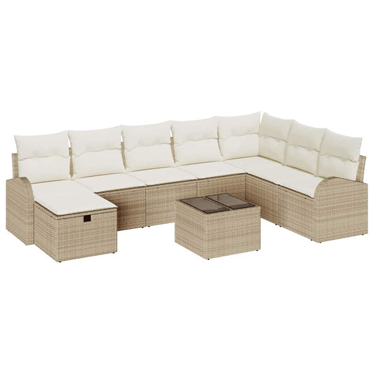 Sofa Set mit Kissen mit Speicher Beige und Creme Poly-Rattan