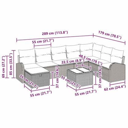 Sofa Set mit Kissen mit Speicher Hellgrau Poly-Rattan