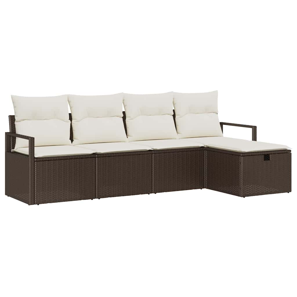 Sofa Set mit Kissen mit Speicher Braun und Creme Poly-Rattan
