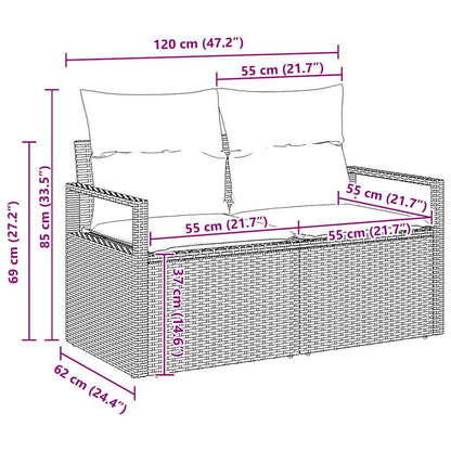 Sofa Set mit Kissen mit Speicher Hellgrau Poly-Rattan