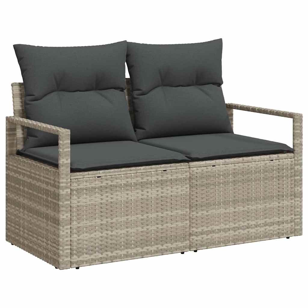 Sofa Set mit Kissen mit Speicher 6 pcs Hellgrau Poly-Rattan