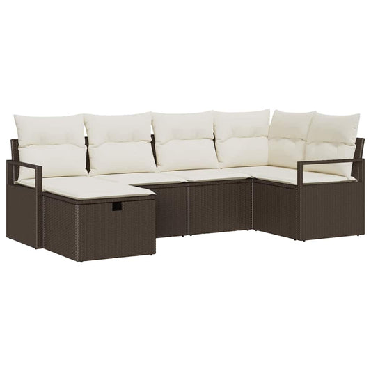 Sofa Set mit Kissen mit Speicher Braun und Creme Poly-Rattan