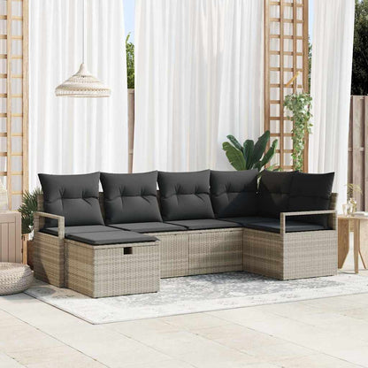 Sofa Set mit Kissen mit Speicher 6 pcs Hellgrau Poly-Rattan