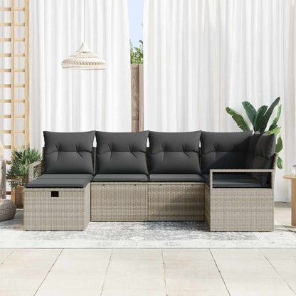 Sofa Set mit Kissen mit Speicher 6 pcs Hellgrau Poly-Rattan
