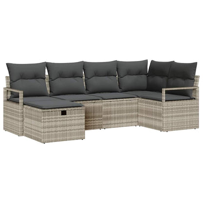 Sofa Set mit Kissen mit Speicher 6 pcs Hellgrau Poly-Rattan