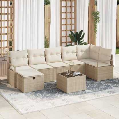 Sofa Set mit Kissen mit Speicher Beige und Creme Poly-Rattan