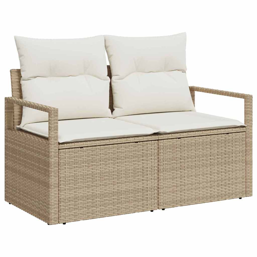 Sofa Set mit Kissen mit Speicher Beige und Creme Poly-Rattan