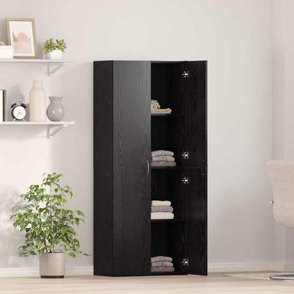 Büroschrank mit Tür Schwarze Eiche 60 x 32 x 153 Holzwerkstoff