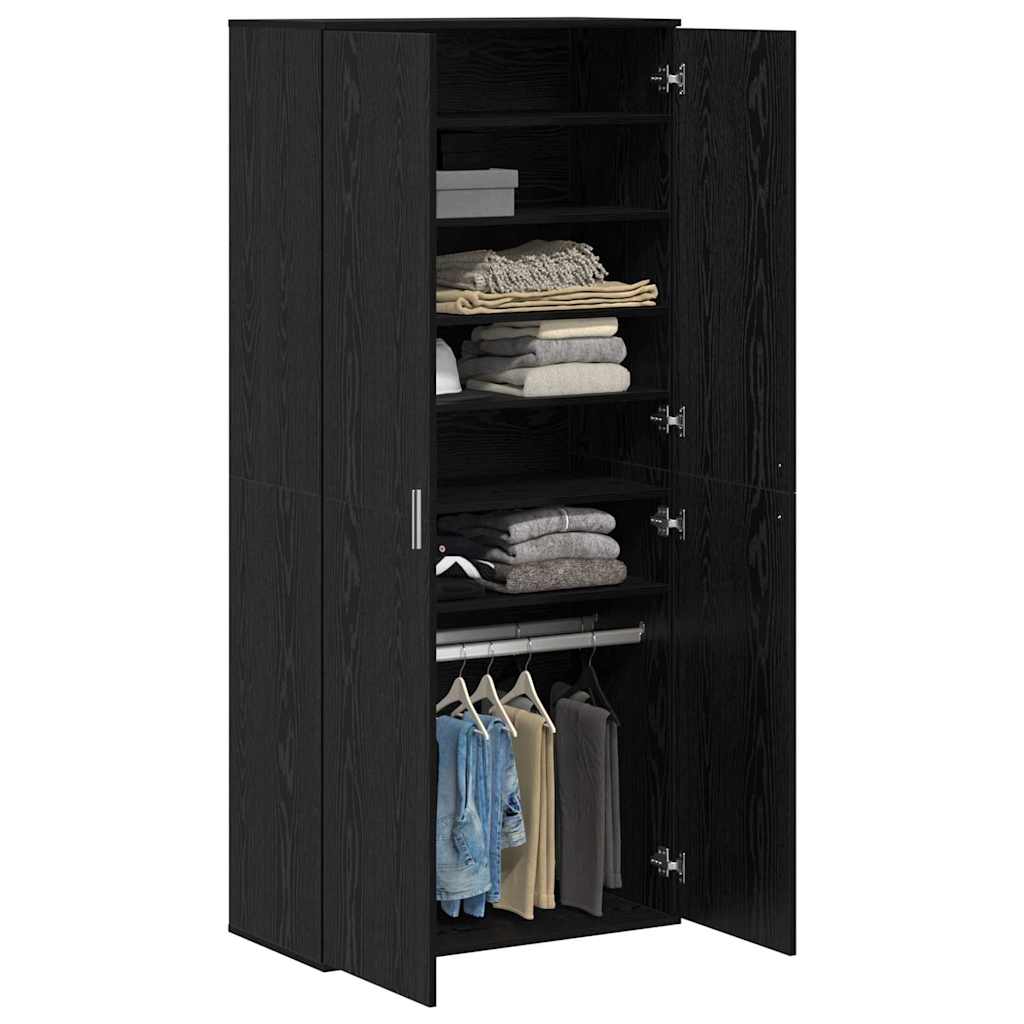 Hochschrank Schwarz Eichen-Optik 80 x 39 x 178 cm Holzwerkstoff