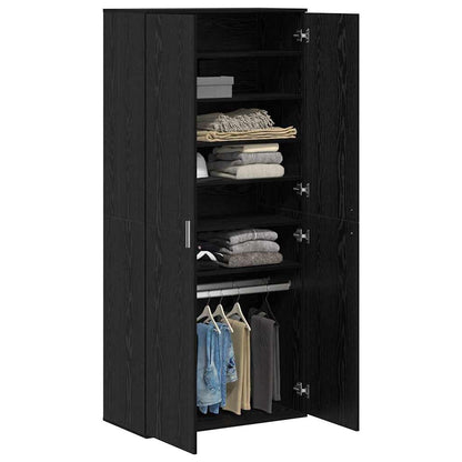 Hochschrank Schwarz Eichen-Optik 80 x 39 x 178 cm Holzwerkstoff