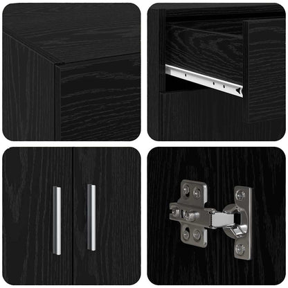Badschrank Schwarz Eichen-Optik 80 x 42,5 x 93,5 cm