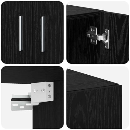 Badschrank Schwarz Eichen-Optik 70 x 42,5 x 225 cm