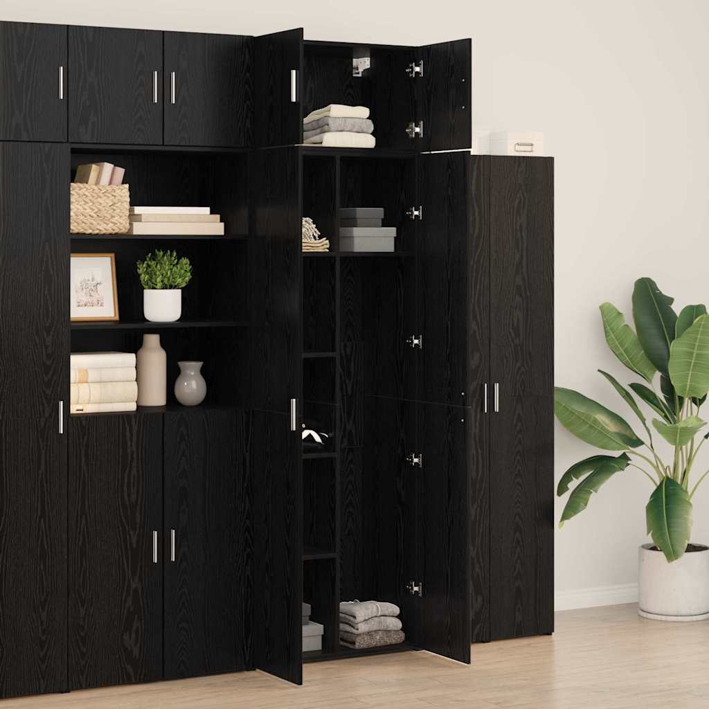 Badschrank Schwarz Eichen-Optik 70 x 42,5 x 225 cm