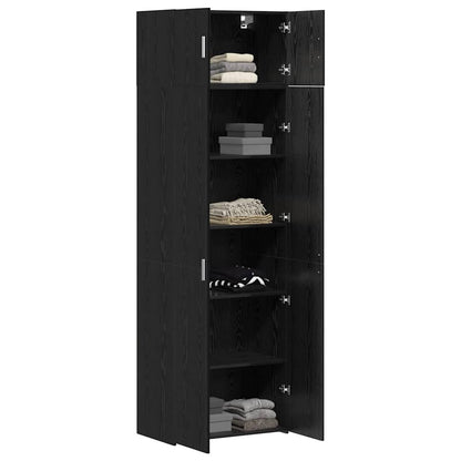Badschrank Schwarz Eichen-Optik 70 x 42,5 x 225 cm