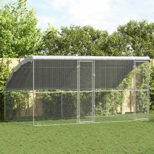 Hühnerkäfig Silber 400 x 200 x 198.5 cm Verzinkter Stahl