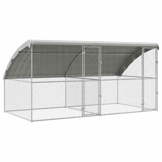 Hühnerkäfig Silber 400 x 200 x 198.5 cm Verzinkter Stahl