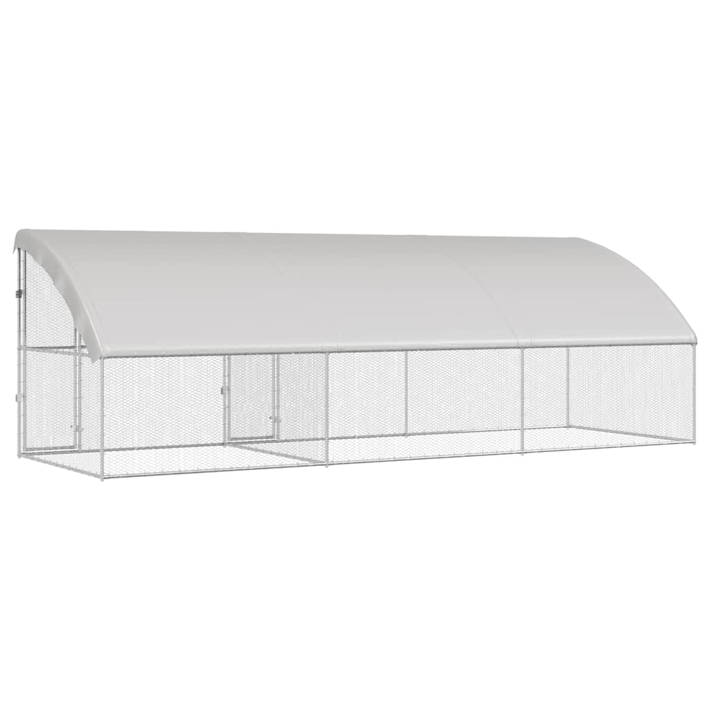 Hühnerkäfig Silber 600 x 200 x 198.5 cm Verzinkter Stahl
