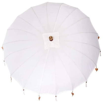 Balinesischer Sonnenschirm Creme 210-220 cm Baumwolle, Massivholz