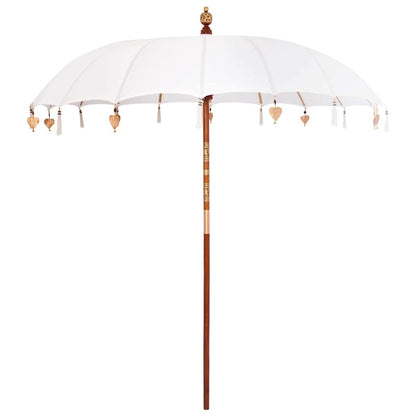 Balinesischer Sonnenschirm Creme 210-220 cm Baumwolle, Massivholz