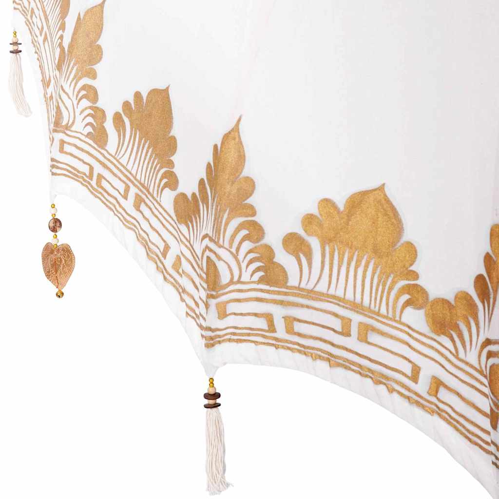 Balinesischer Sonnenschirm Creme 180-190 cm Baumwolle, Massivholz