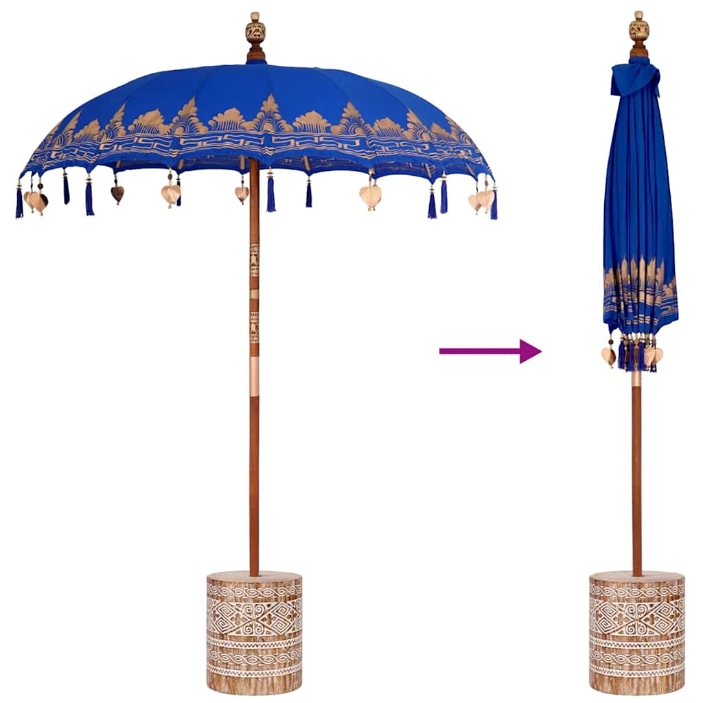 Balinesischer Sonnenschirm 260 Blau 180-190 cm