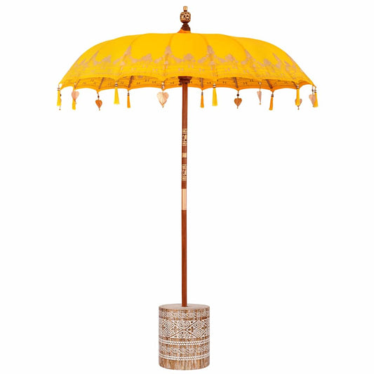 Balinesischer Sonnenschirm Gelb 180-190 cm Baumwolle, Massivholz