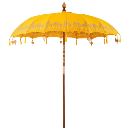 Balinesischer Sonnenschirm Gelb 210-220 cm Baumwolle, Massivholz