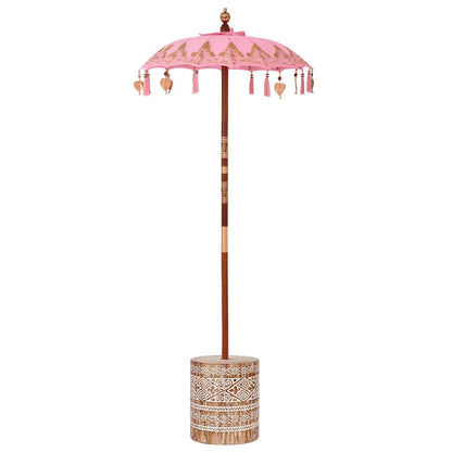Sonnenschirm mit Fuß 250 cm Baumwolle, Holz