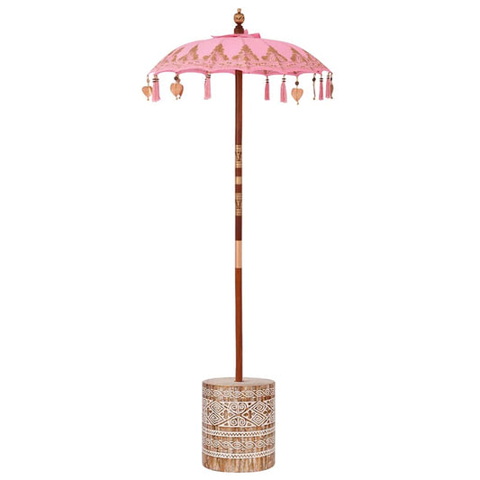 Sonnenschirm mit Fuß 250 cm Baumwolle, Holz