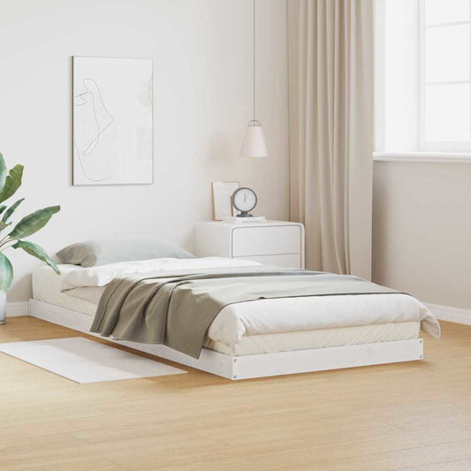 Bodenbettrahmen Weiß 213,5 x 104 x 9 cm Massives Kiefernholz