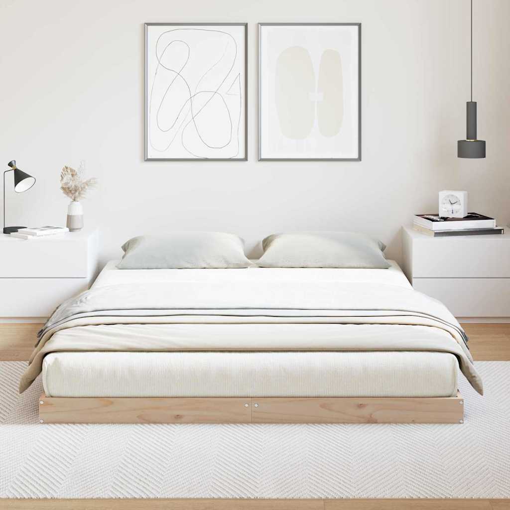 Bodenbettgestell Natur 160 x 210 cm Massivholz Kiefer
