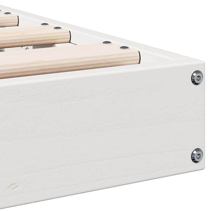 Bodenbettrahmen Weiß 213,5 x 104 x 9 cm Massives Kiefernholz