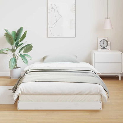 Bodenbettrahmen Weiß 213,5 x 104 x 9 cm Massives Kiefernholz