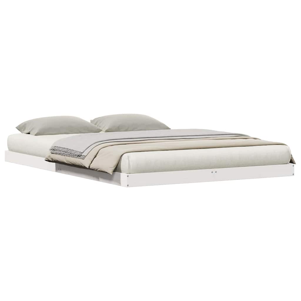 Bodenbettrahmen Weiß 213,5 x 104 x 9 cm Massives Kiefernholz