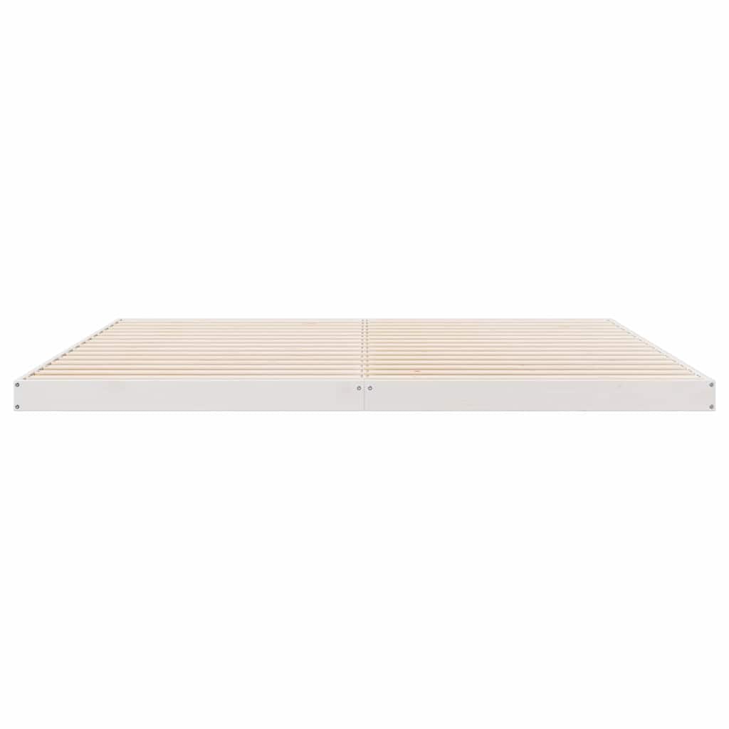 Bodenbettgestell Weiß 200 x 220 cm Massivholz Kiefer