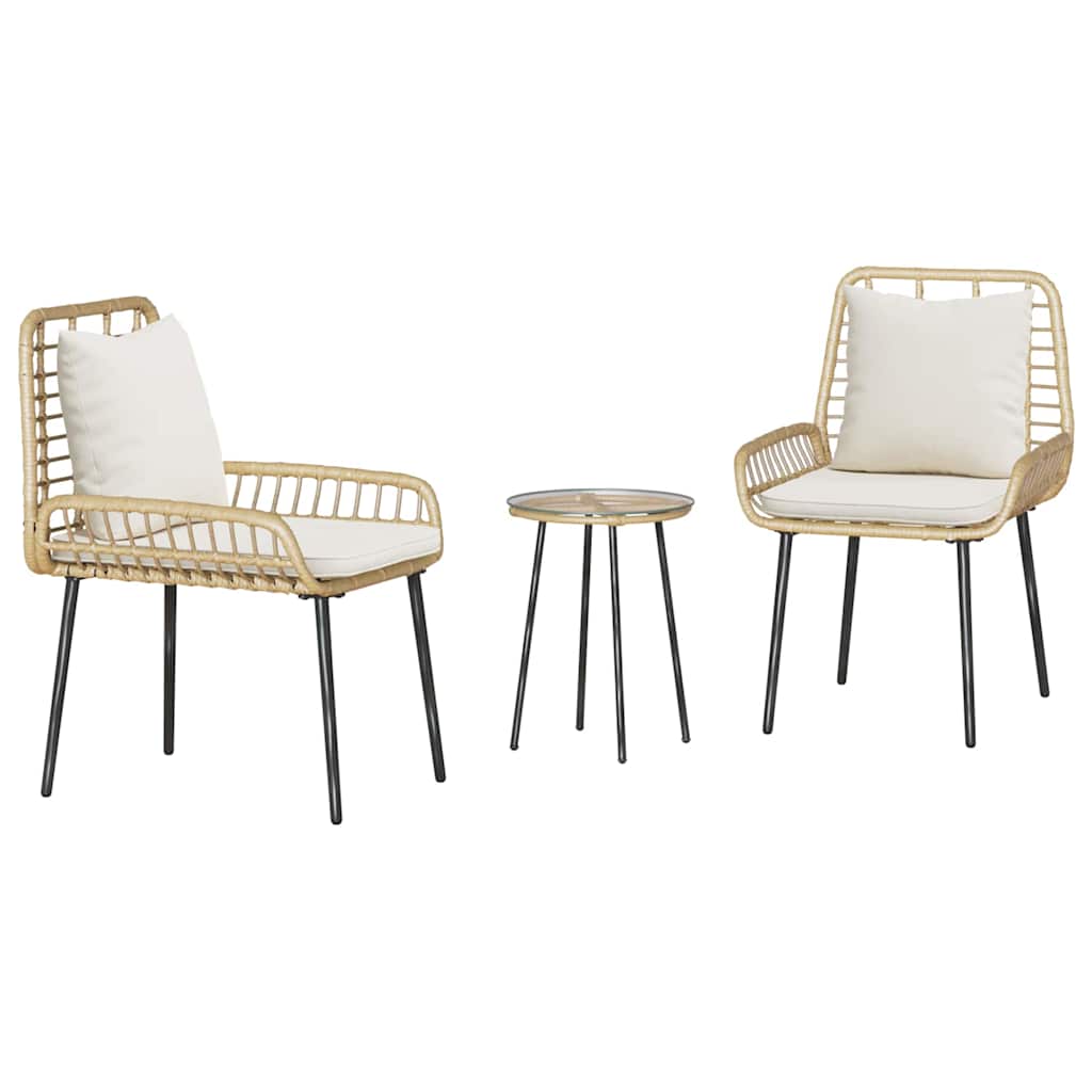 Garten Essgruppe 3 pcs Braun und Creme Poly-Rattan