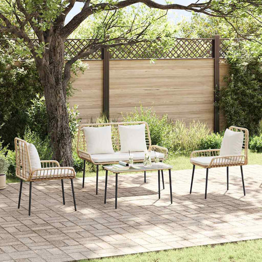 Garten Essgruppe 3 pcs Braun und Creme Poly-Rattan