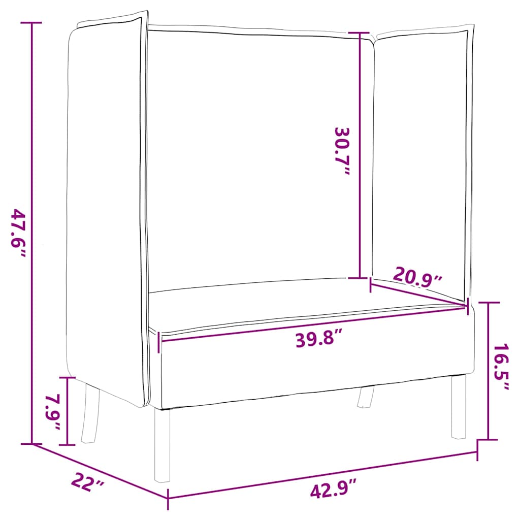 Hoher Rücken Sofa Dunkelgrau 109 x 56 x 121 cm Stoff